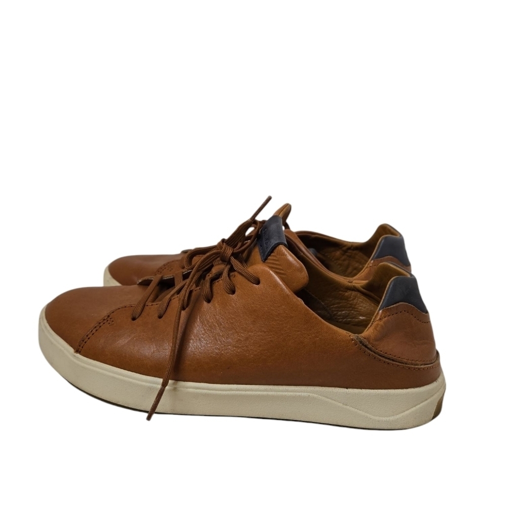 OluKai Men's Lae'ahi Lī 'Ili Leather Lace Up Sneakers- Fox Tan Brown - 9 M - Picture 3 of 9
